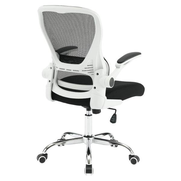 OSP Home Furnishings Mesh Back Ergonomic Office Chair with Lumbar Support Flip up Arms and Foam Seat Cushion White EMW96809C-3