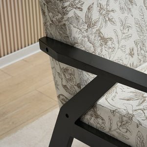 English Elm Mid-Century Lounge Armchair with Cushion, Beige+Grey Polyester, Ergonomic Design, 350lbs Capacity W2989P339876