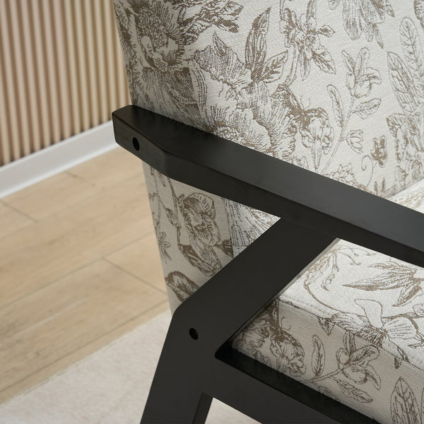 English Elm Mid-Century Lounge Armchair with Cushion, Beige+Grey Polyester, Ergonomic Design, 350lbs Capacity W2989P339876