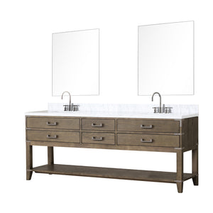 English Elm Grey Oak Double Bath Vanity Set With Carrara Marble Top, Chrome Faucets, & 36" Mirrors For Elegance B2731S01920
