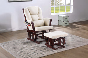 English Elm Luxurious Microfiber Glider Chair with Ottoman — Smooth Gliding Motion, Solid Wood Frame, Pocket Storage Beige,Espresso 36 L x 23 W x 21 H B011P375972