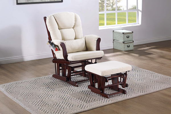 English Elm Luxurious Microfiber Glider Chair with Ottoman — Smooth Gliding Motion, Solid Wood Frame, Pocket Storage Beige,Espresso 36 L x 23 W x 21 H B011P375972