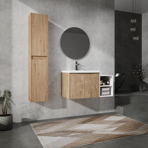 English Elm 36" Wall-Mounted Bathroom Vanity Set With Sink, Side Cabinets, Soft Close Doors & Ample Storage W999S00225