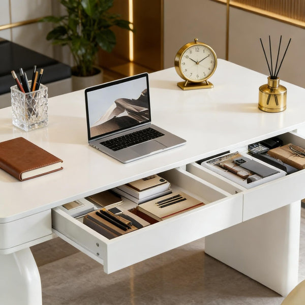 English Elm Sturdy Two-tier Computer Desk with File Cabinet and Monitor Riser for Home Office T3971P453207