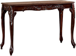 English Elm Transitional 48" Sofa Table with Cabriole Legs, Parquet Top & Resin Details in Cherry Finish B011P356870