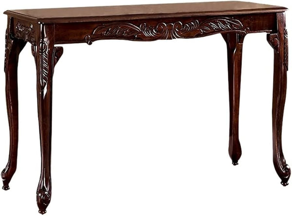 English Elm Transitional 48" Sofa Table with Cabriole Legs, Parquet Top & Resin Details in Cherry Finish B011P356870