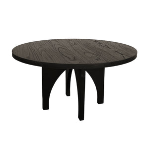 JLA Home Chapel Hill - Dining Round Table – Black Wire-Brushed Veneer, Solid Wood, Seats 4, Minimalist Modern Design Durable Finish CH121-1000