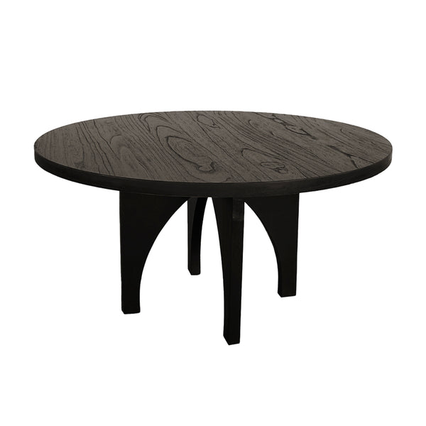JLA Home Chapel Hill - Dining Round Table – Black Wire-Brushed Veneer, Solid Wood, Seats 4, Minimalist Modern Design Durable Finish CH121-1000