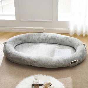 English Elm Human Dog Bed Oversized Memory Foam Floor Lounger with Plush Surface and Storage Pocket W2705P255385