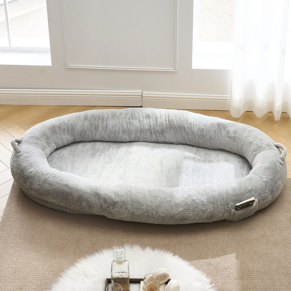 English Elm Human Dog Bed Oversized Memory Foam Floor Lounger with Plush Surface and Storage Pocket W2705P255385