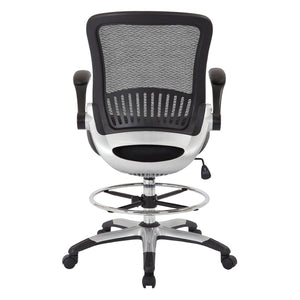 OSP Home Furnishings Mesh Back Ergonomic Drafting Chair with Lumbar Support Padded Seat and Adjustable Foot Ring DCY69006-U6