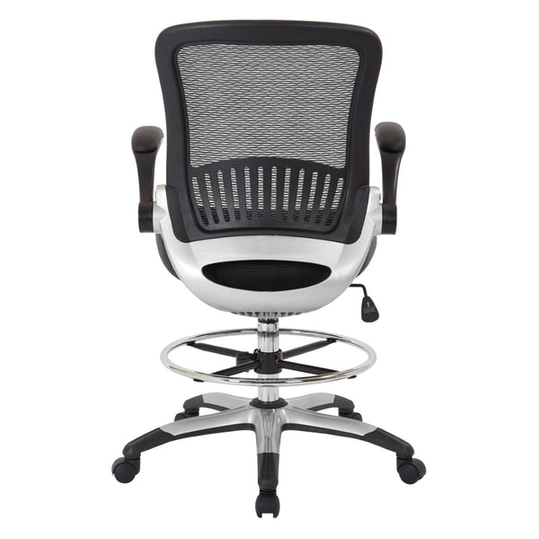 OSP Home Furnishings Mesh Back Ergonomic Drafting Chair with Lumbar Support Padded Seat and Adjustable Foot Ring DCY69006-U6