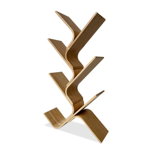 English Elm Modern Bamboo Diagonal Shelf Unit for Living Room — Contemporary Vertical Display, Space-Saving Organizer Natural 26 L x 11 W x 10 H B2741P342786