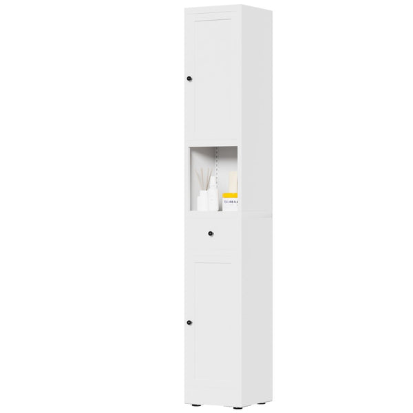 English Elm 71 Inch Freestanding Metal Storage Cabinet Five Tier Narrow Pantry Organizer White W2735P428814