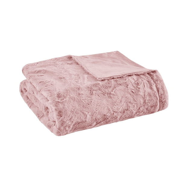 English Elm 1PC Luxe 108x90 Faux Fur Blanket with Serengeti Face and Mink Back for Cozy Plush Comfort Blush 8.86 L x 14.17 W x 7.48 H B035P341151