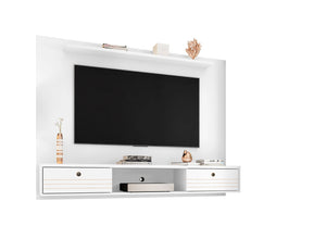 English Elm Liberty 71" TV Panel with Mounting Brackets, Flip-Down Doors, Cable Management & Display Shelf White B365P398392