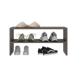 English Elm Silpa Compact Shoe Rack 3-Tier Open Shelves, 23.6" Grey Modern Organizer with Bench Top Utility B200P374504