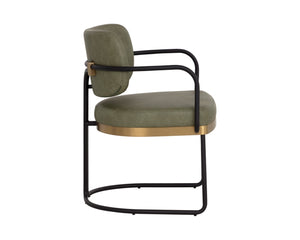 Sunpan JALEN Dining Armchair - Modern Elegance with Gold Accents, Comfortable Faux Leather & Durable Design 112393