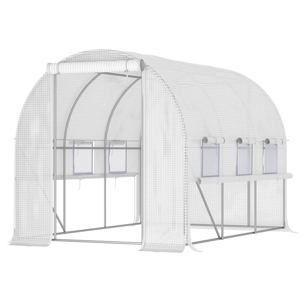 English Elm Outsunny Walk-in Tunnel Greenhouse Steel Frame Anti-tear Pe Cover Ventilated Garden W2225P217792