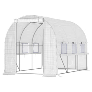 English Elm Outsunny Walk-in Tunnel Greenhouse Steel Frame Anti-tear Pe Cover Ventilated Garden W2225P217792