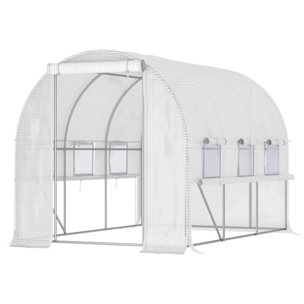English Elm Outsunny Walk-in Tunnel Greenhouse Steel Frame Anti-tear Pe Cover Ventilated Garden W2225P217792