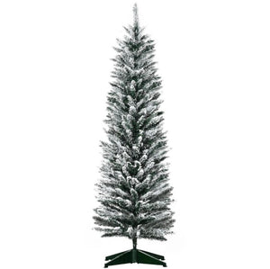 English Elm Slim Snow Flocked Pencil Christmas Tree Frosted Artificial 5 Ft Unlit Indoor T3971P414441