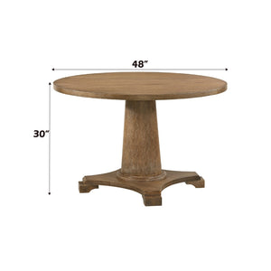 English Elm Yotam Round Oak Veneer Dining Table Seats Four with Warm Grain Transitional Style B2726S00237