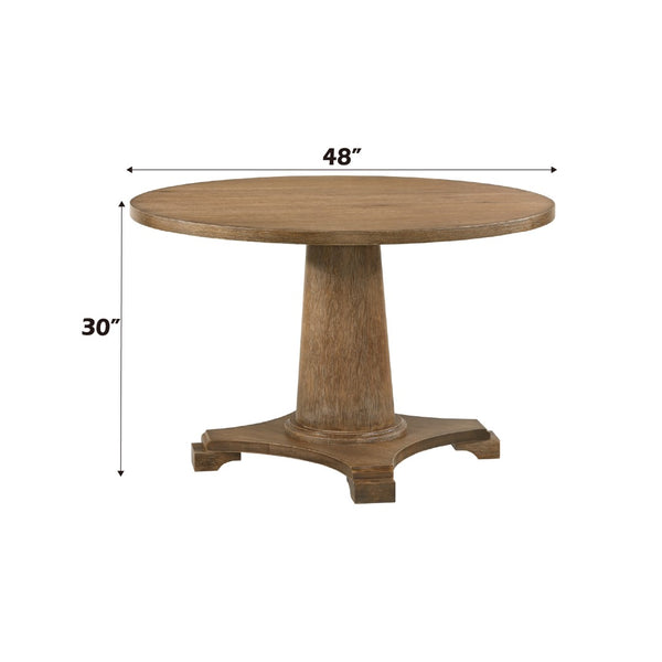 English Elm Yotam Round Oak Veneer Dining Table Seats Four with Warm Grain Transitional Style B2726S00237