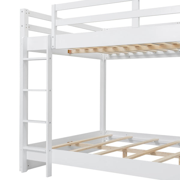 English Elm Wood Queen Size Bunk Bed With Ladder - Sturdy, Space-Saving Design For Modern Bedrooms & Guests N7090004007K-GIGA