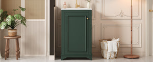 English Elm 20-inch Bathroom Vanity with Ceramic Sink, Modern Freestanding Single Vanity with Soft-Close Doors and Adjustable Shelf for Ample Organized Storage Green N710P317678F