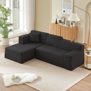 English Elm Modern Corduroy High Back Sectional Sofa Anchoring Living Room Corner Space W3396P413153
