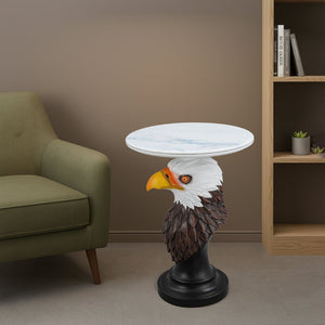 English Elm Horse Head Sculpted Resin End Table with Faux Marble Top for Bold Living Rooms W5398P454680