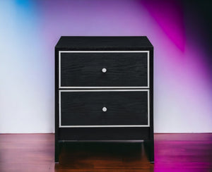 English Elm Jabir Modern Black & Silver Accent Table with Two Drawers, Composite Wood Storage, Sleek Design B2726P243246