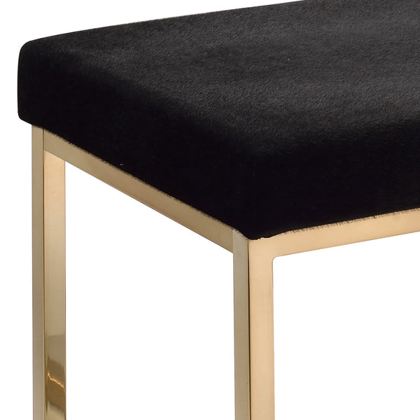 English Elm Boice Black Fabric Ottoman with Champagne Metal Base — Rectangular Backless Padded Seat, 18" Height B2726P290373