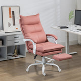 English Elm Vinsetto Executive Massage Office Chair With 6 Vibration Points, Microfiber Computer Desk Chair, Heated Reclining Chair With Footrest, Armrest, Double Padding, Pink