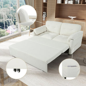 English Elm (old: W3163p269700) Convertible Chenille Sleeper Loveseat with Queen Pullout and Rolling Casters Beige W3163S00099