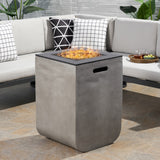 Christopher Knight Home® - Noble House - Adio Outdoor Modern 19.5-Inch Fire Column, Light Gray and Gloss Black