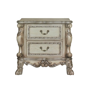 English Elm Wooden Gold Patina Nightstand with 2 Felt-Lined Drawers, Burnished Antique Bone Finish Elegance B016P253274