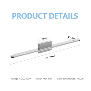 English Elm Modern Led Vanity Lights - 39In 24W Daylight White Chrome Fixtures For Stylish Bathroom Illumination W2312P374949