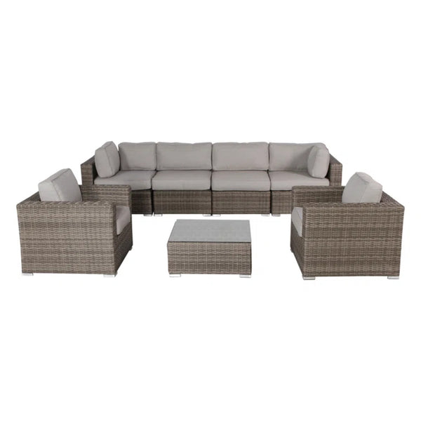 English Elm Lsi 7-Piece Fully Assembled Wicker Sectional Sofa Set With Coffee Table For Outdoor Comfort & Style B120S00065