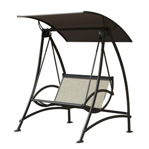 English Elm 2-Seat Patio Swing Chair with Adjustable UV Canopy, Textilene Comfort, Steel Frame, 700lb Capacity W1859110126