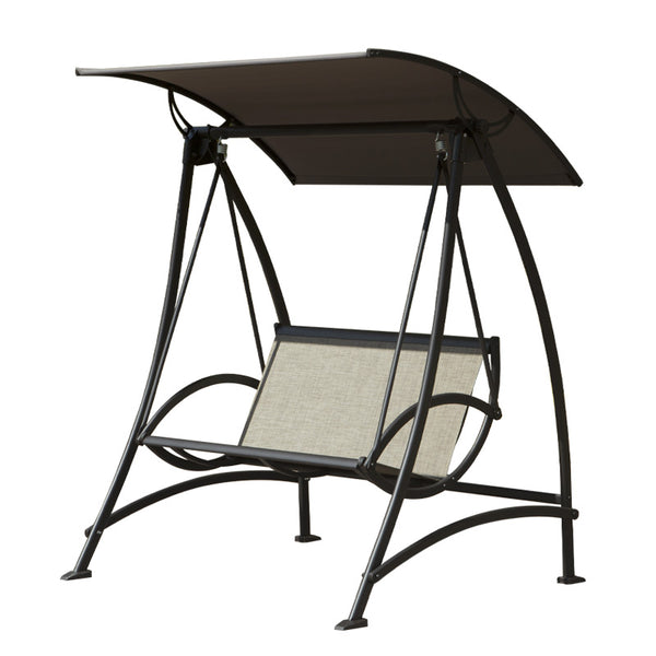 English Elm 2-Seat Patio Swing Chair with Adjustable UV Canopy, Textilene Comfort, Steel Frame, 700lb Capacity W1859110126