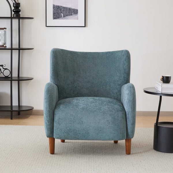 English Elm Christopher Knight Home® - Parmelee Upholstered Wingback Club chair in Velvet with Solid Wood Legs, Mid-Century Comfort Design Aqua Blue 30.85 L x 30 W x 27 H N776P265764S