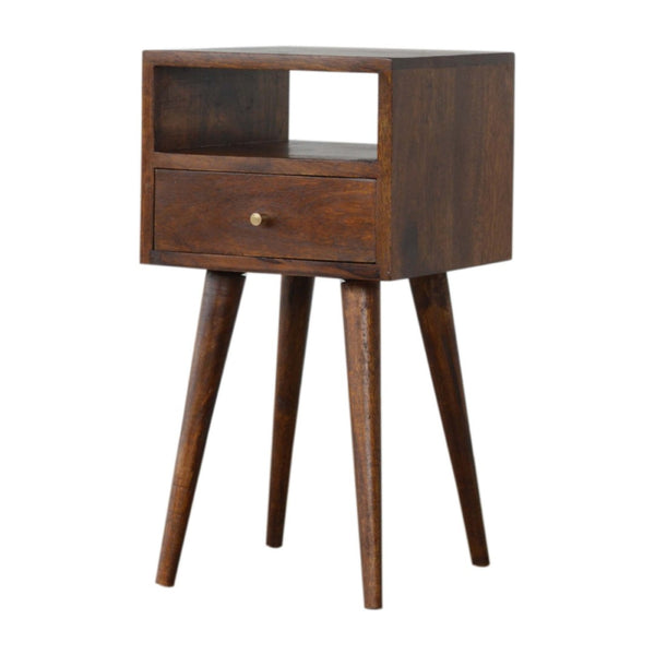 English Elm Solid Wood Mini Chestnut Nightstand With Nordic Legs - Stylish, Compact, Handcrafted Storage Solution B182P279309-GIGA