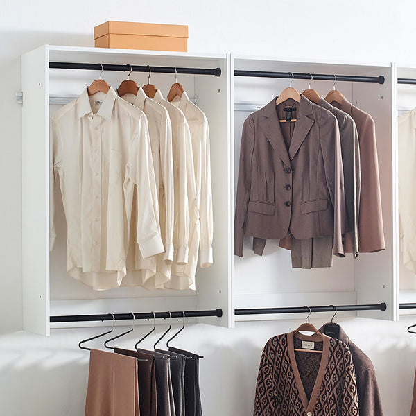 English Elm Devi White Wall Mounted Wood Closet System – Modern Oak Finish, Heavy-Duty Brackets, Ample Modular Storage and Easy Assembly B040S00109