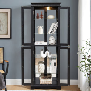 English Elm Lighted Curio Display Cabinet - Elegant Glass Storage With Ambient Lighting For Wine, Toys & More W2275P292640