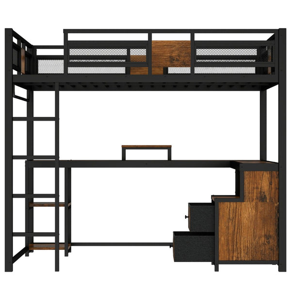 English Elm Double Twin House Bed Pine Wood Frame Kids Playhouse Bunk with Storage Drawers W5305S00005