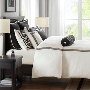 JLA Home Madison Park Signature - Embroidery Greek-Key Oversized Comforter Set with Plush 300gsm Fill, Brushed Microfiber, OEKO-TEX certified 96 L x 110 W x 1.5H MPS10-599