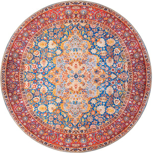 Unique Loom Timeless James Machine Made Medallion Rug Navy Blue, Beige/Blue/Ivory/Olive/Orange/Red 7' 7" x 7' 9"