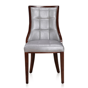 English Elm Fifth Avenue Wood Upholstered Dining Chair with Walnut Beech Frame, Faux Leather & Velvet Comfort Silver B365P397810